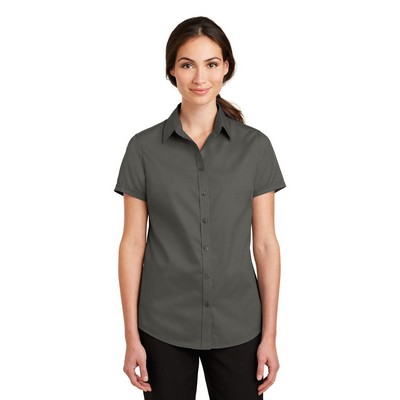 Port Authority® Women's Short Sleeve SuperPro™ Twill Shirt.