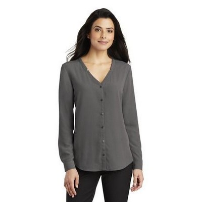 Port Authority® Women's Long Sleeve Button-Front Blouse.