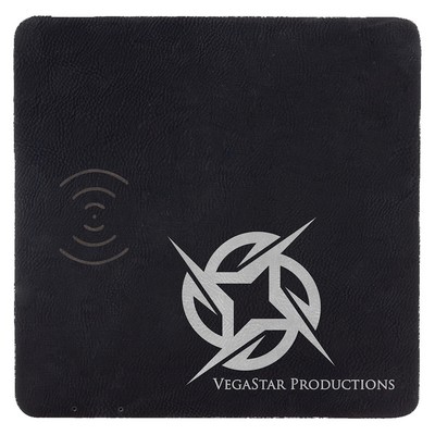 Black/Silver Leatherette Phone Charging Mat