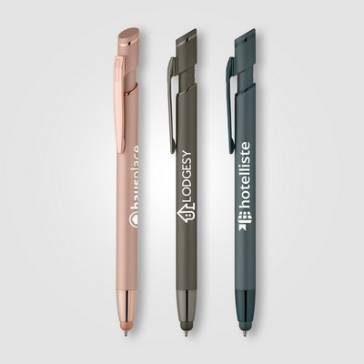 Pacific Softy Monochrome Metallic Pen w/ Stylus - Laser